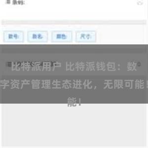 比特派用户 比特派钱包：数字资产管理生态进化，无限可能！