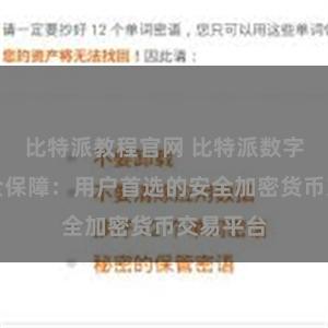 比特派教程官网 比特派数字资产安全保障：用户首选的安全加密货币交易平台